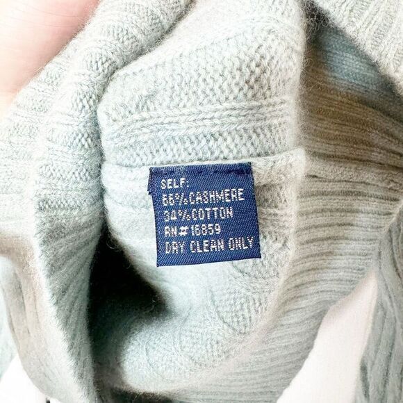 J. McLaughlin Soft Green 100% Cashmere Cable Knit Sweater Women’s Size Small S - Picture 5 of 5